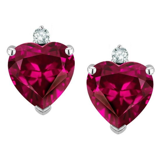 Star K� Heart Shape 7mm Simulated Pink Tourmaline Earrings Studs