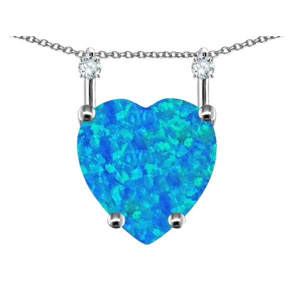 Star K� Heart Shape 8mm Blue Created Opal Stackable Mothers Pendant