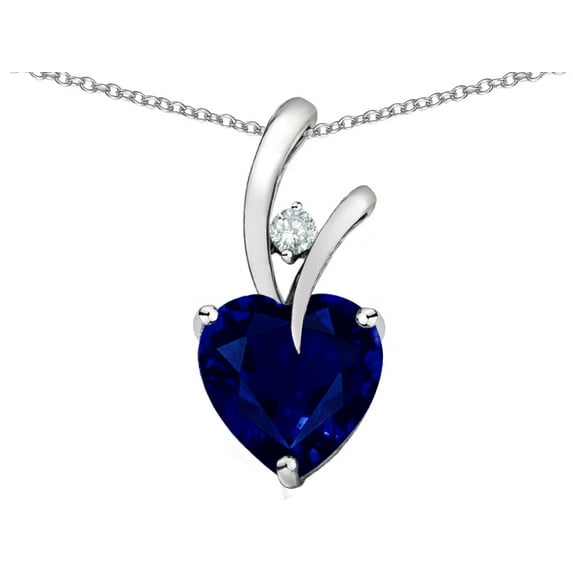 Star K�) Heart Shape 8mm Created Blue Sapphire Endless Love Pendant Necklace