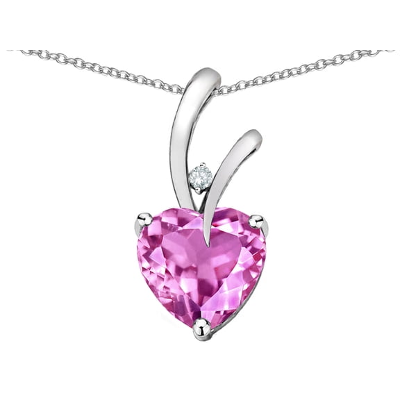 Star K� Heart Shape 8mm Created Pink Sapphire Endless Love Pendant Necklace