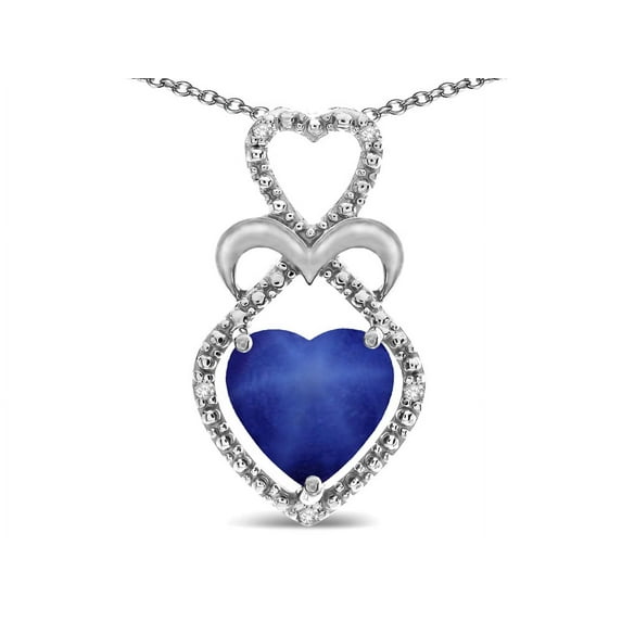 Star K� Heart Shape 8mm Created Star Sapphire Heart Halo Embrace Pendant Necklace