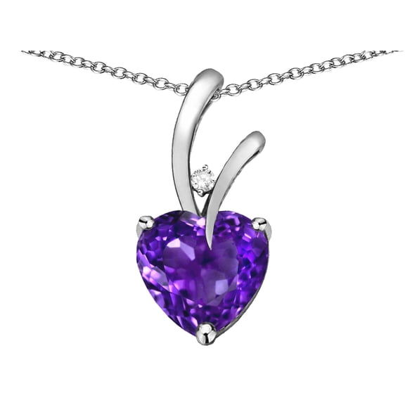 Star K� Heart Shape 8mm Genuine Amethyst Endless Love Pendant Necklace
