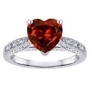 Star K  Heart Shape 8mm Genuine Garnet Antique Vintage Style Solitaire Engagement Promise Ring