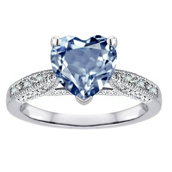 Star K� Heart Shape 8mm Genuine Sky Blue Topaz Antique Vintage Style Solitaire Engagement Promise Ring
