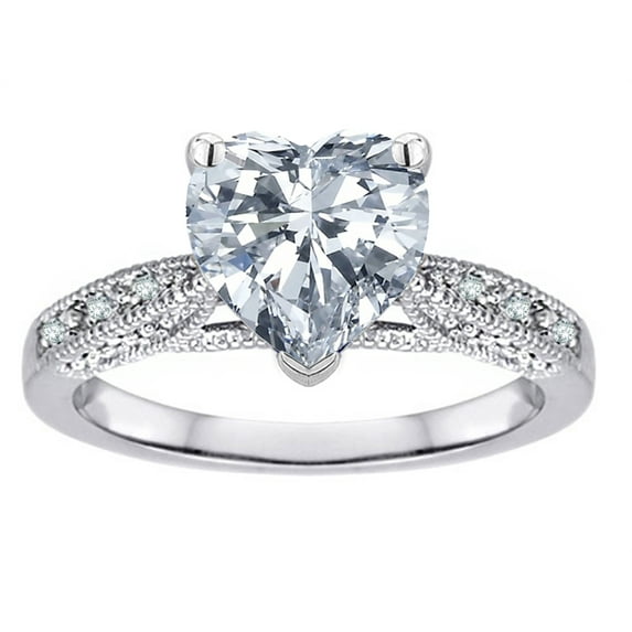 Star K� Heart Shape 8mm Genuine White Topaz Antique Vintage Style Solitaire Engagement Promise Ring
