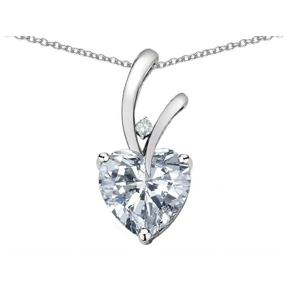Star K� Heart Shape 8mm Genuine White Topaz Endless Love Pendant Necklace