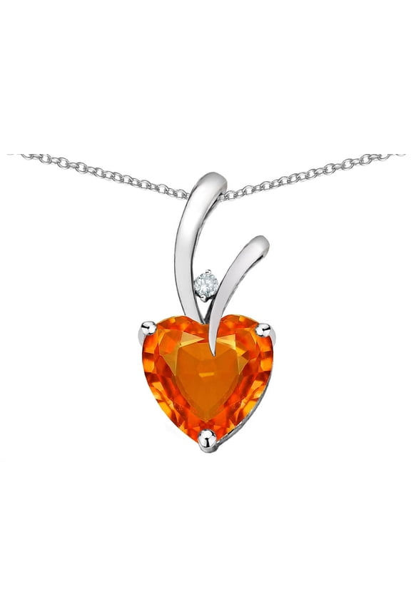 � Heart Shape 8mm Simulated Orange Mexican Fire Opal Endless Love Pendant Necklace