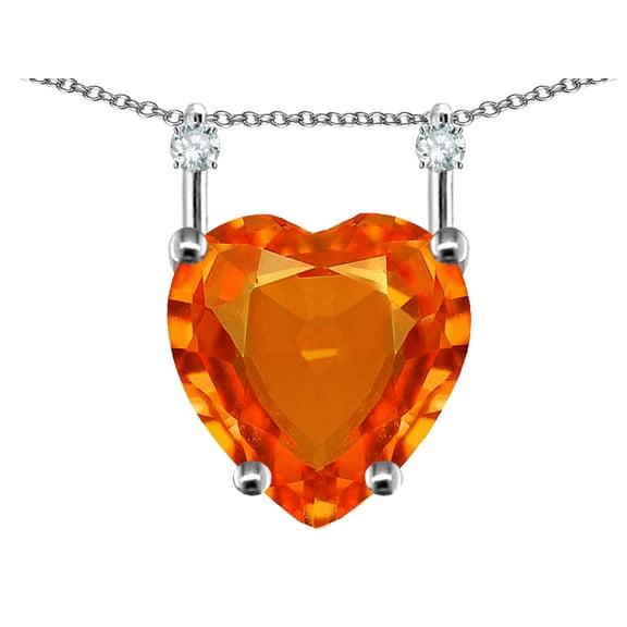 Star K� Heart Shape 8mm Simulated Orange Mexican Fire Opal Stackable Mothers Pendant