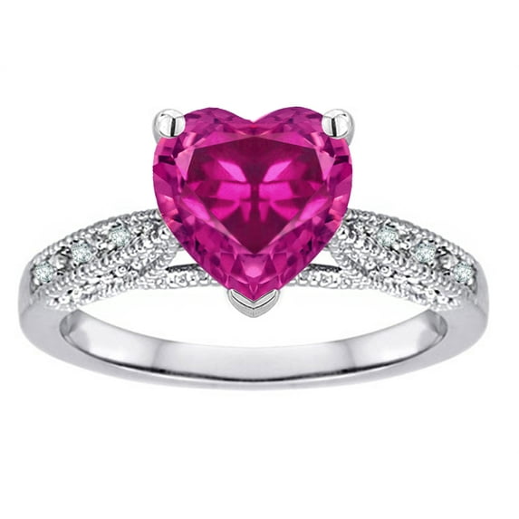 Star K� Heart Shape 8mm Simulated Pink Tourmaline Antique Vintage Style Solitaire Engagement Promise Ring