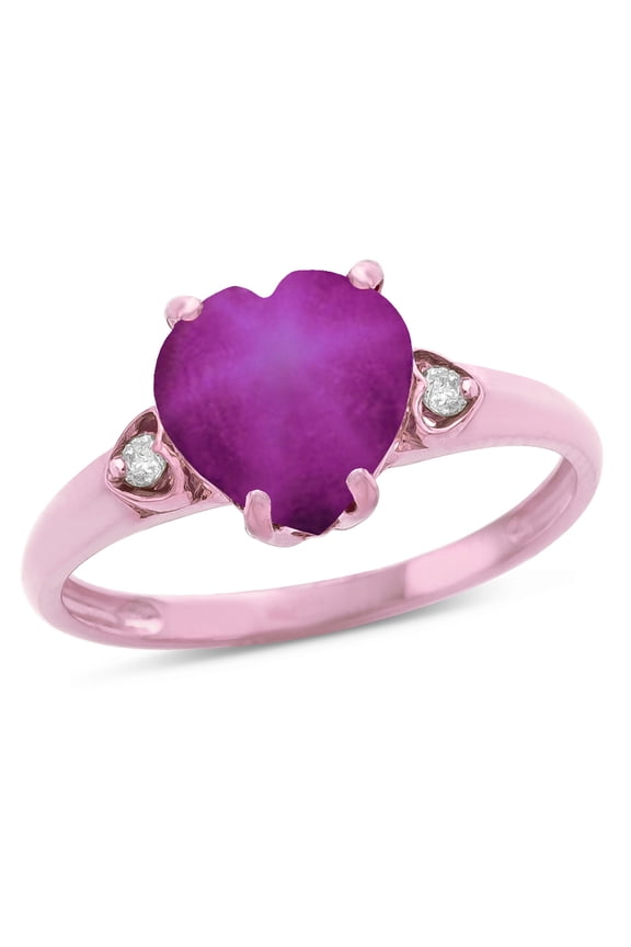 � Heart Shaped 8mm Created Star Ruby Engagement Promise Wedding Ring