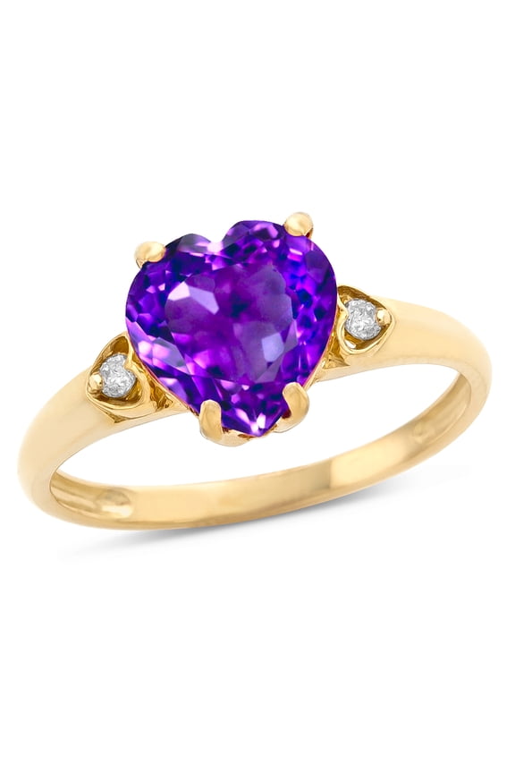 � Heart Shaped 8mm Genuine Amethyst Engagement Promise Wedding Ring