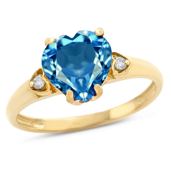 Star K� Heart Shaped 8mm Genuine Blue Topaz Engagement Promise Wedding Ring