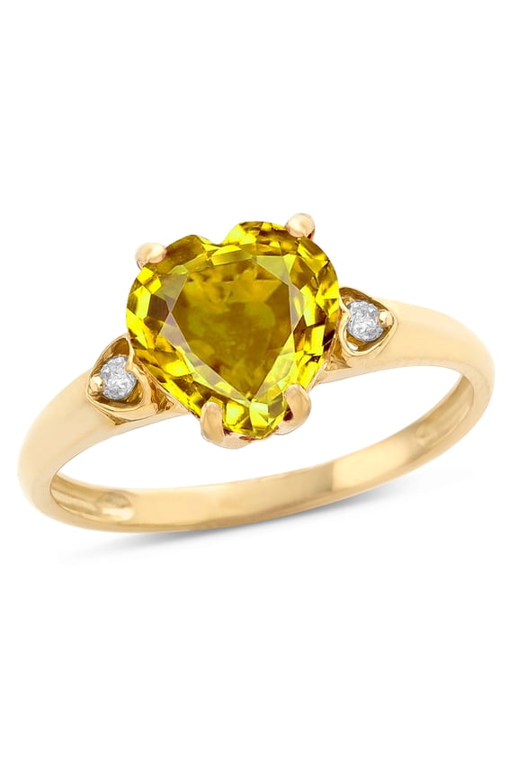 � Heart Shaped 8mm Genuine Citrine Engagement Promise Wedding Ring