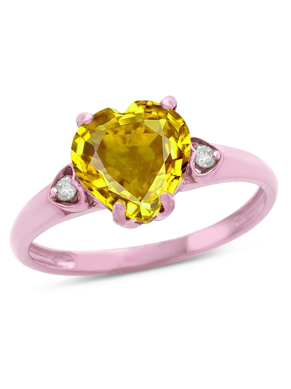 � Heart Shaped 8mm Genuine Citrine Engagement Promise Wedding Ring
