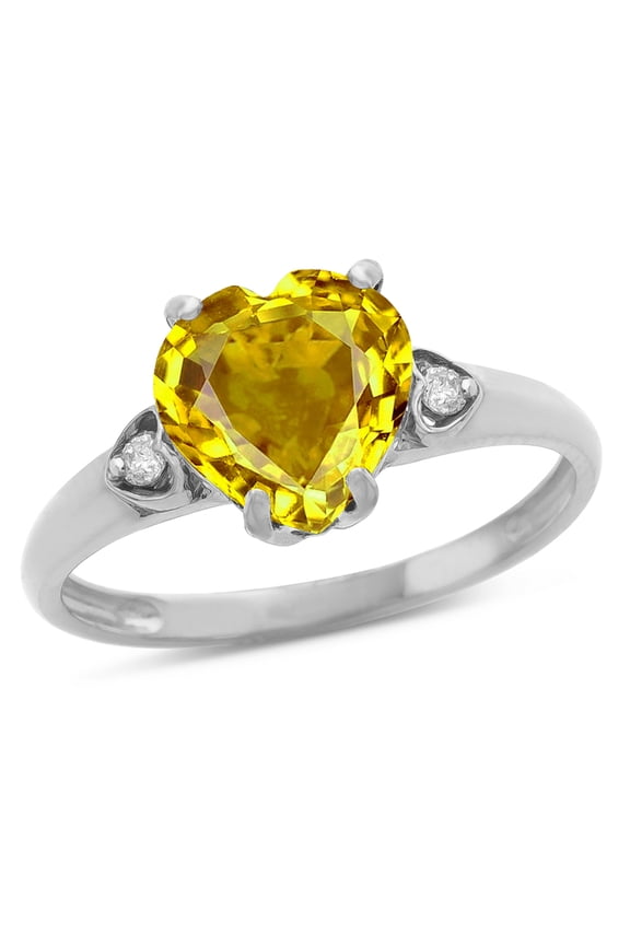 � Heart Shaped 8mm Genuine Citrine Engagement Promise Wedding Ring