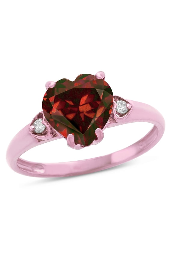 � Heart Shaped 8mm Genuine Garnet Engagement Promise Wedding Ring