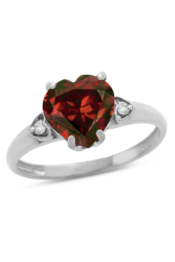 � Heart Shaped 8mm Genuine Garnet Engagement Promise Wedding Ring