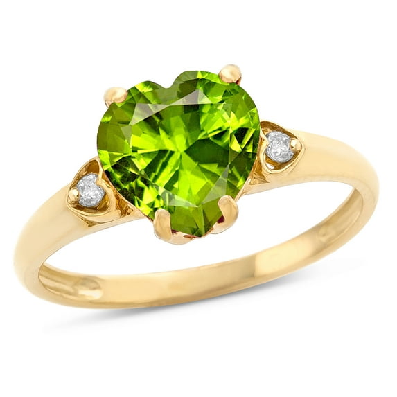 Star K� Heart Shaped 8mm Genuine Peridot Engagement Promise Wedding Ring