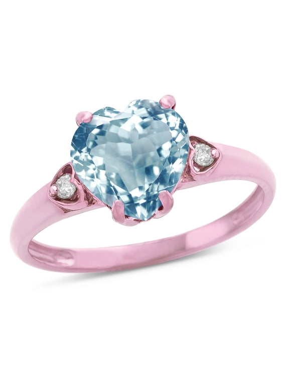 � Heart Shaped 8mm Genuine Sky Blue Topaz Engagement Promise Wedding Ring