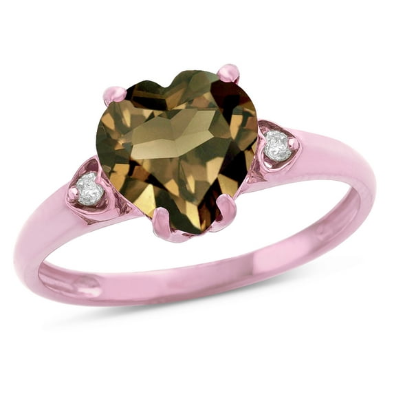 Star K� Heart Shaped 8mm Genuine Smoky Quartz Engagement Promise Wedding Ring