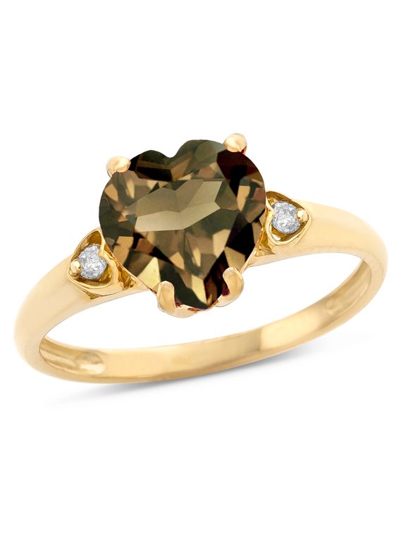 � Heart Shaped 8mm Genuine Smoky Quartz Engagement Promise Wedding Ring