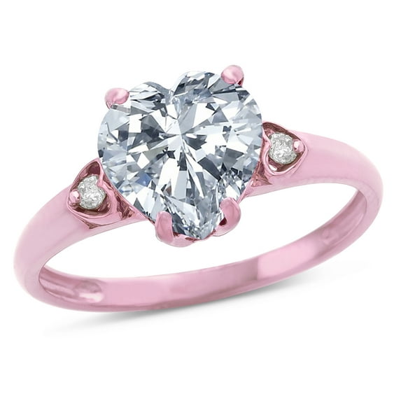 Star K� Heart Shaped 8mm Genuine White Topaz Engagement Promise Wedding Ring