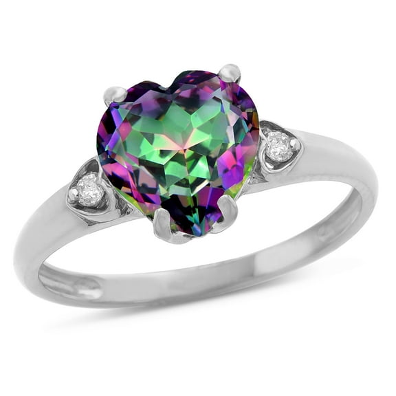 Star K� Heart Shaped 8mm Rainbow Mystic Topaz Engagement Promise Wedding Ring