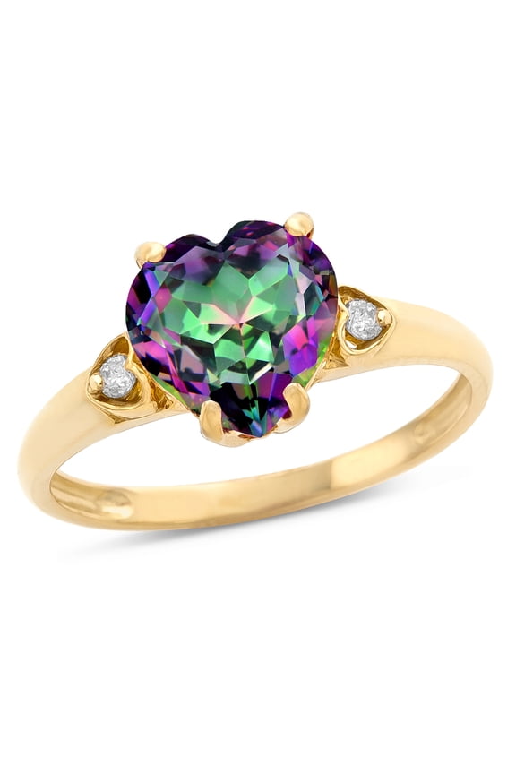 � Heart Shaped 8mm Rainbow Mystic Topaz Engagement Promise Wedding Ring