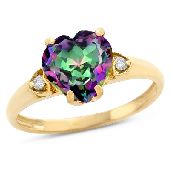 Star K� Heart Shaped 8mm Rainbow Mystic Topaz Engagement Promise Wedding Ring