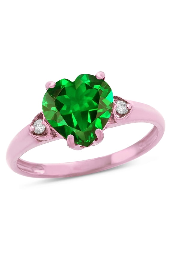 � Heart Shaped 8mm Simulated Emerald Engagement Promise Wedding Ring