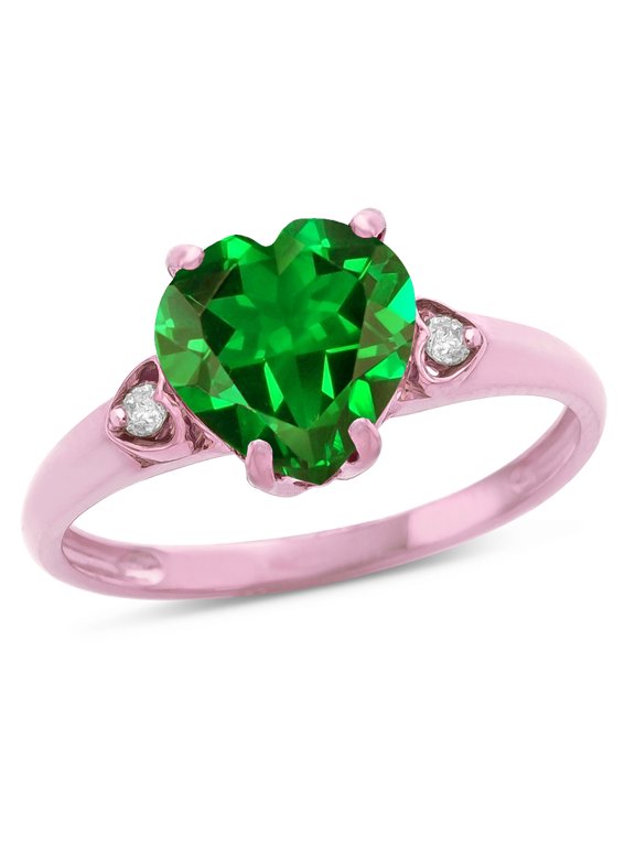 � Heart Shaped 8mm Simulated Emerald Engagement Promise Wedding Ring
