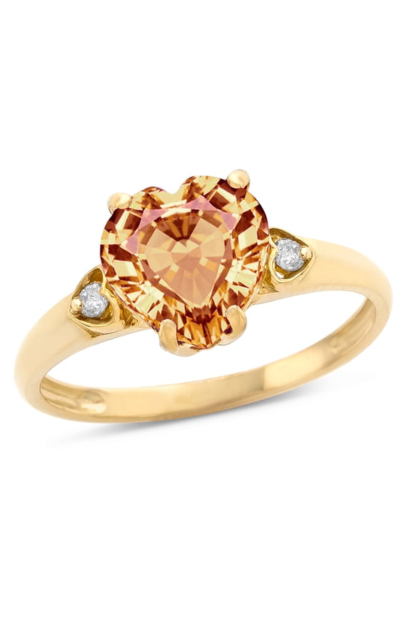 � Heart Shaped 8mm Simulated Imperial Yellow Topaz Engagement Promise Wedding Ring
