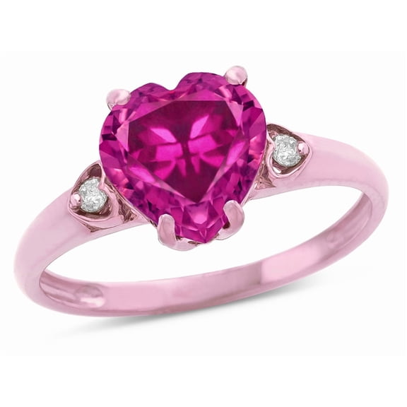 Star K� Heart Shaped 8mm Simulated Pink Tourmaline Engagement Promise Wedding Ring