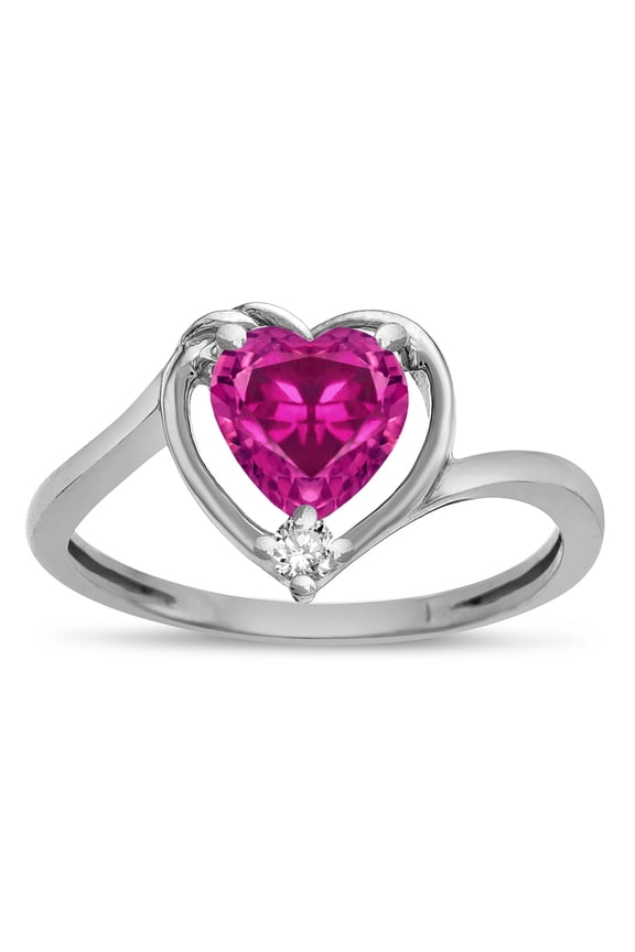 � Heart Simulated Pink Tourmaline Bypass Love Knot Promise Ring
