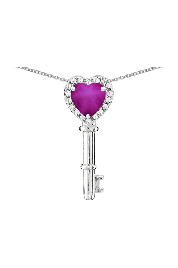 � Key to My Heart Pendant Necklace with Created Star Ruby