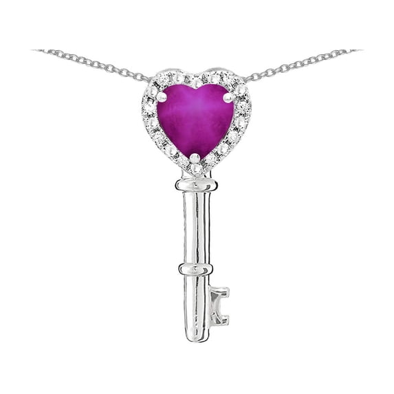 Star K � Key to My Heart Pendant Necklace with Created Star Ruby