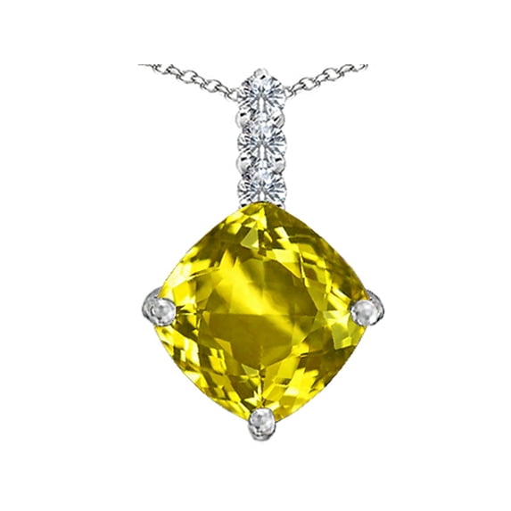Star K� Large 12mm Cushion-Cut Simulated Yellow Sapphire Pendant Necklace