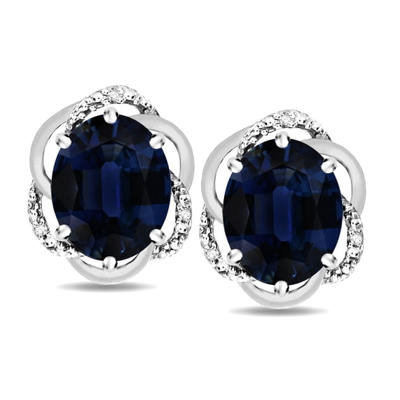 Star K � Large Love Knot Earrings with Oval 8 x 6mm Genuine Sapphire