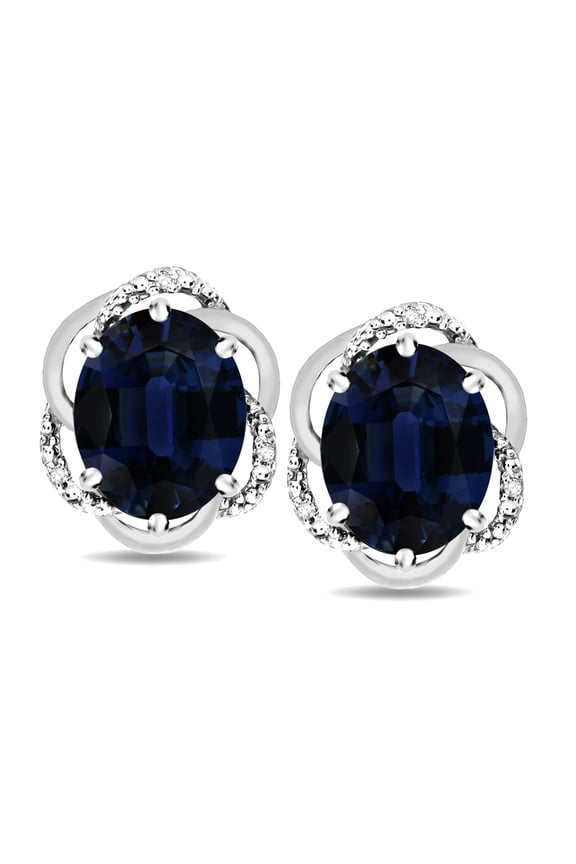 � Large Love Knot Earrings with Oval 8 x 6mm Genuine Sapphire
