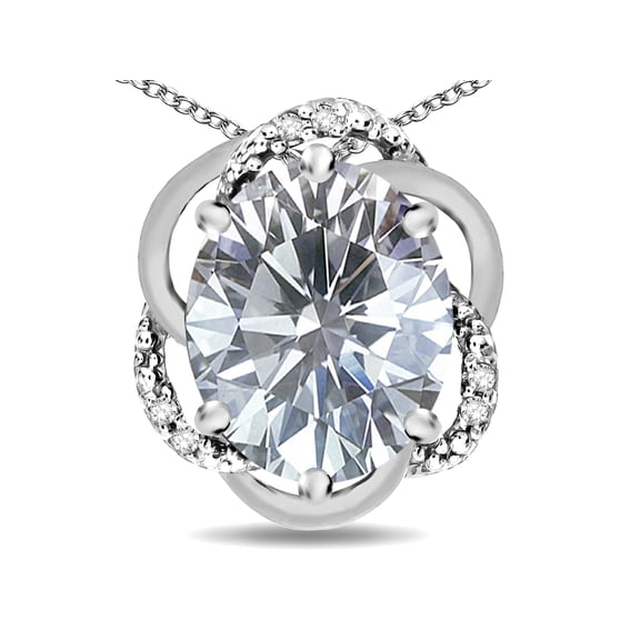 Star K � Large Love Knot Pendant Necklace with Oval 12 x 10mm Genuine White Topaz