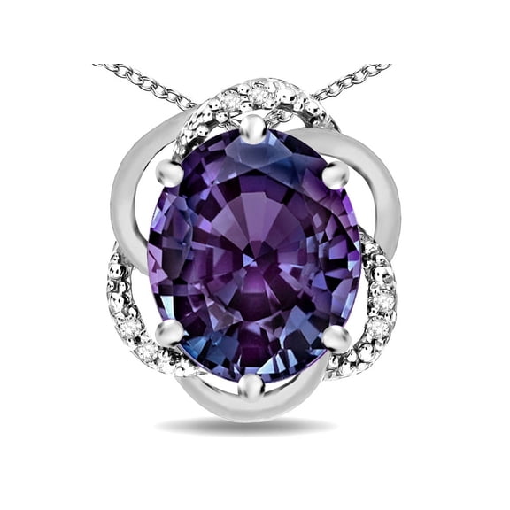 Star K � Large Love Knot Pendant Necklace with Oval 12 x 10mm Simulated Alexandrite