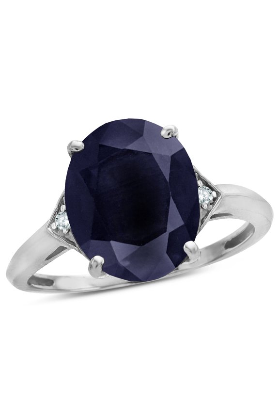 � Large Oval 12x10 Black Sapphire 3 Stone Trillion Setting Ring