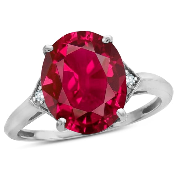 Star K � Large Oval 12x10 Created Ruby 3 Stone Trillion Setting Ring
