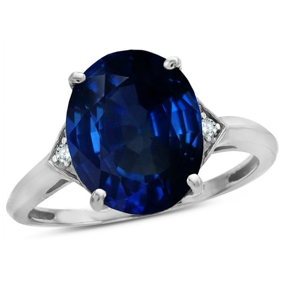 Star K � Large Oval 12x10 Created Sapphire 3 Stone Trillion Setting Ring