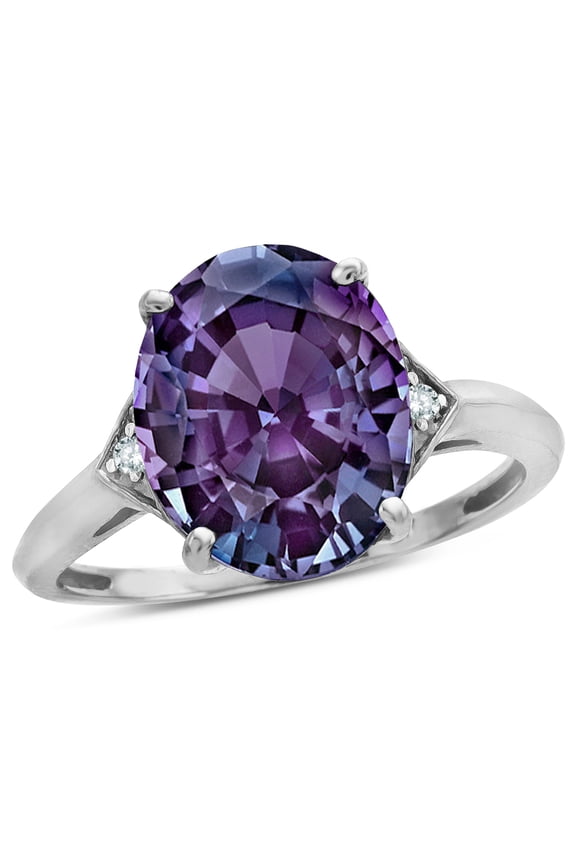 � Large Oval 12x10 Simulated Alexandrite 3 Stone Trillion Setting Ring
