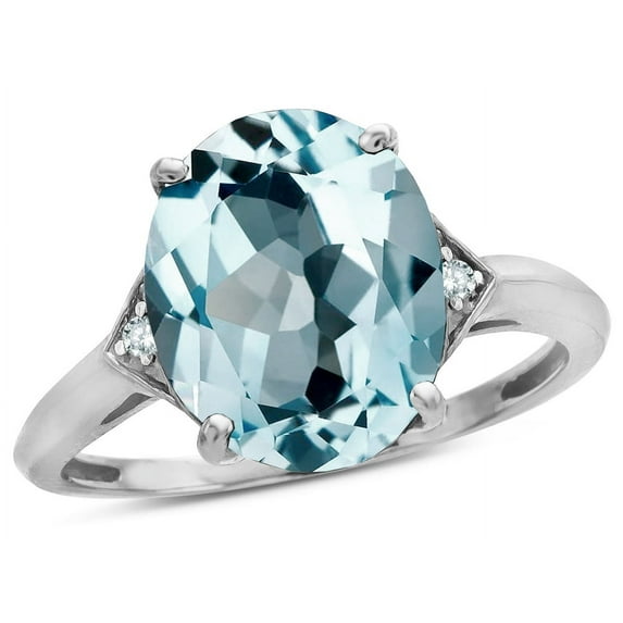 Star K � Large Oval 12x10 Sky Blue Topaz 3 Stone Trillion Setting Ring