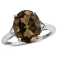 thumbnail image 1 of Star K � Large Oval 12x10 Smoky Quartz 3 Stone Trillion Setting Ring, 1 of 9