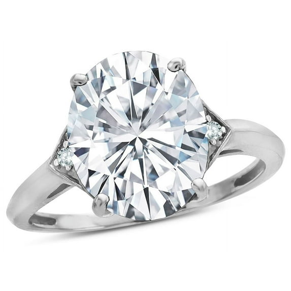 Star K � Large Oval 12x10 White Topaz 3 Stone Trillion Setting Ring