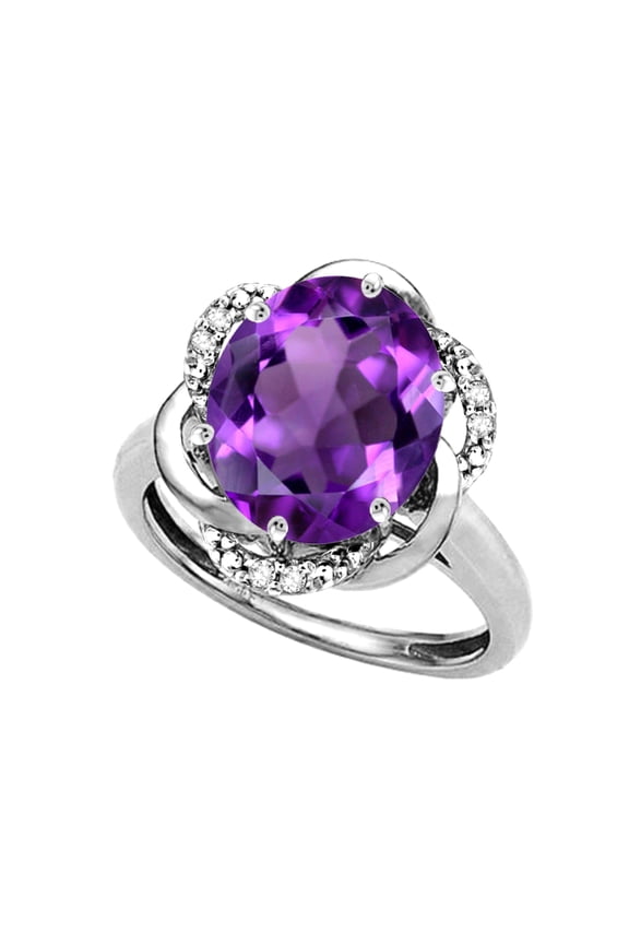 � Large Oval 12x10mm Genuine Amethyst Love Knot Big Stone Ring