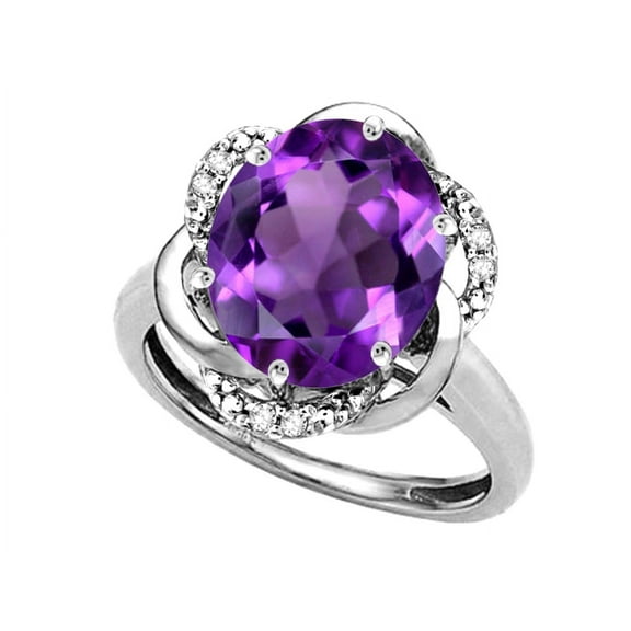 Star K � Large Oval 12x10mm Genuine Amethyst Love Knot Big Stone Ring